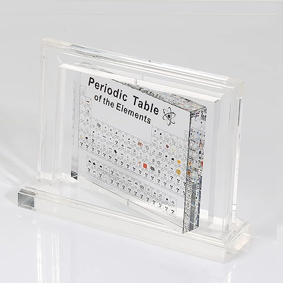 Xanadued Periodic Table With Real Elements Inside, Acrylic Periodic Table Display With 83 Real Element Samples, 3D Rotating Periodic Table Of Elements, Easy To Read.